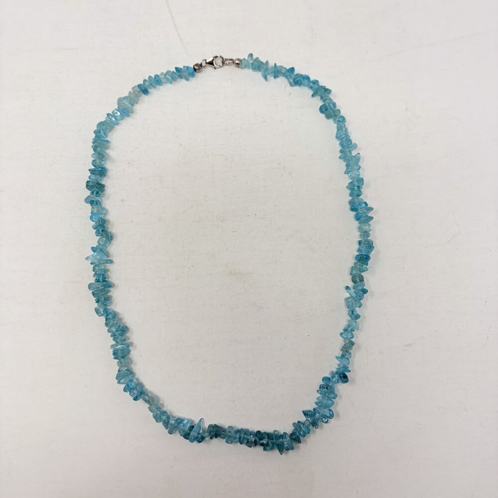 Shop LC Madagascar Paraiba Apatite Chip Necklace 20in‎ Long Sterling Silver 5276